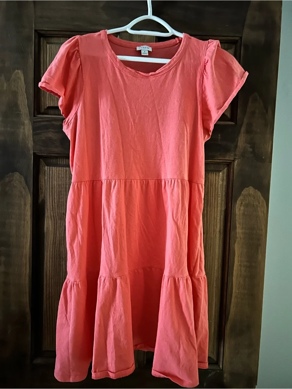 JCrew Coral Tiered Cotton Dress